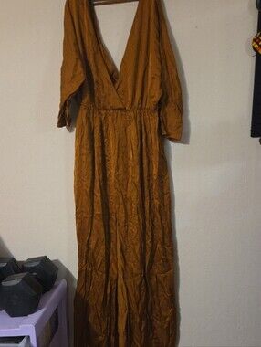 Sleeveless Deep V Maxi Dress in Mustard